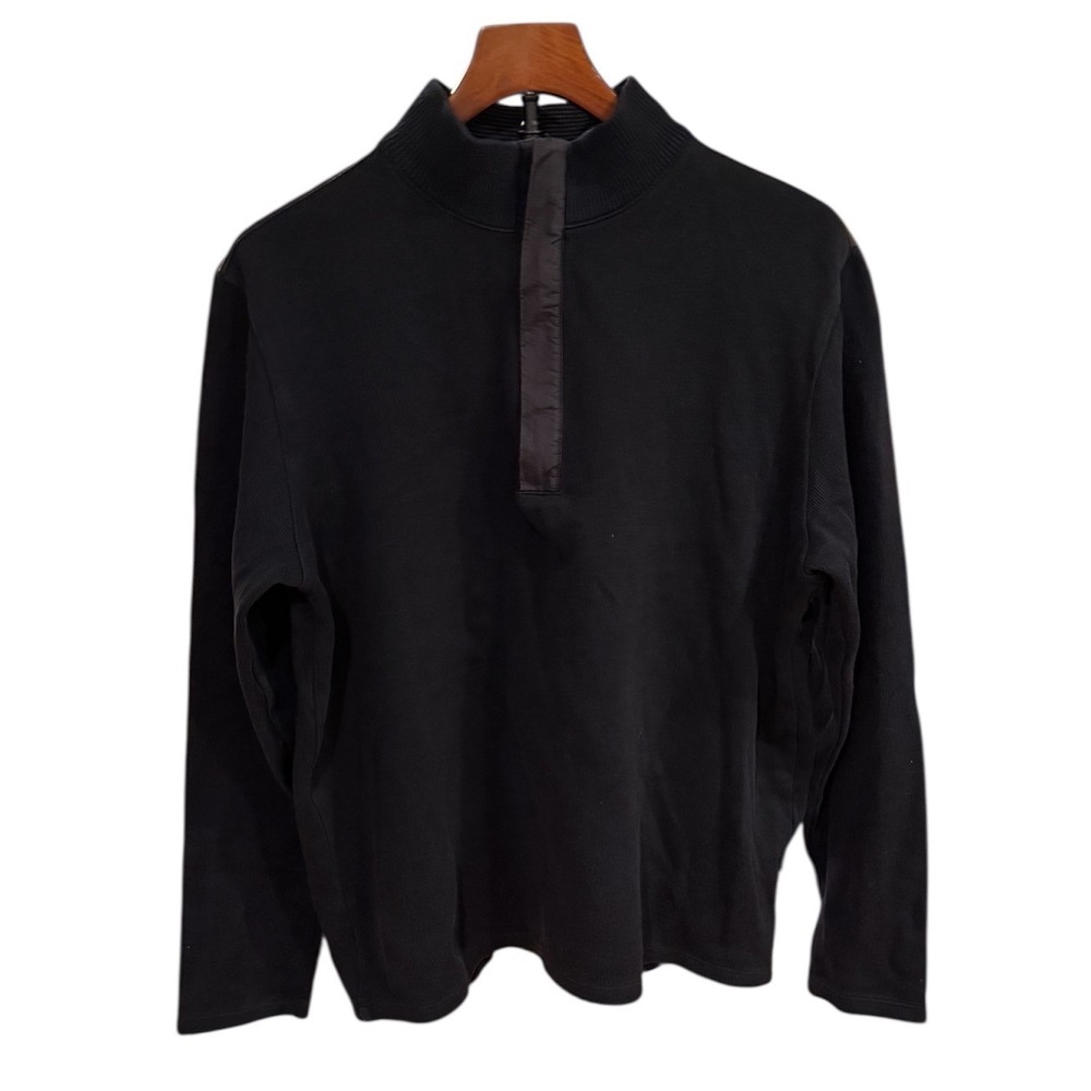 Preppy Hugo Boss Mens Black Quarter Zip‎ Pullover Regular Fit Knit Sweater L